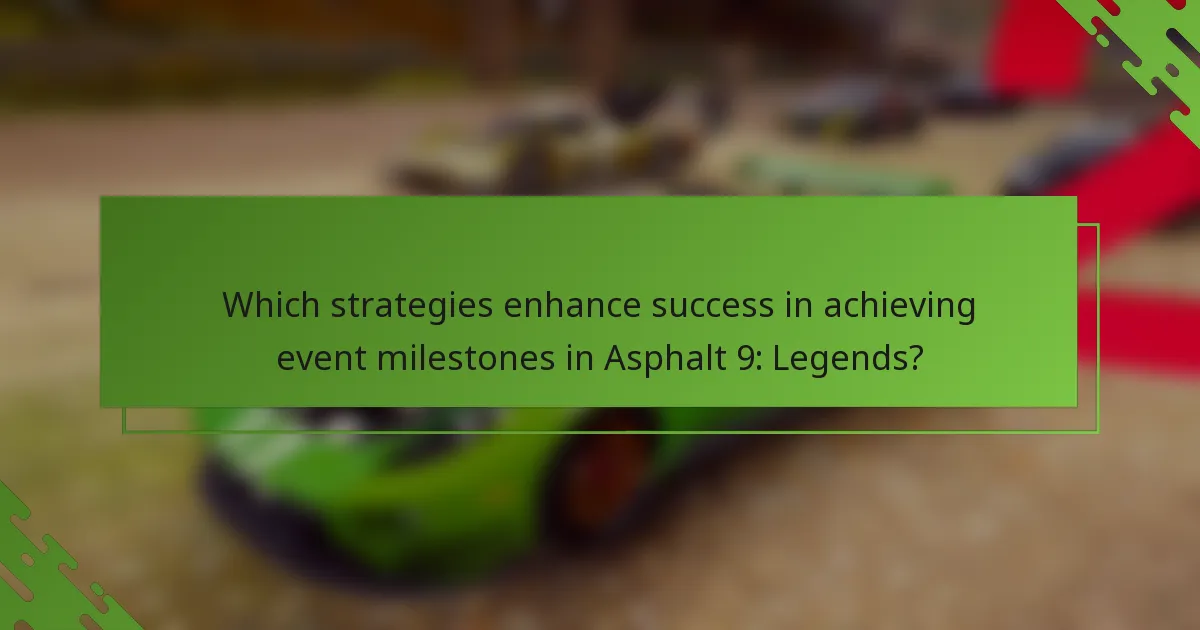 Which strategies enhance success in achieving event milestones in Asphalt 9: Legends?